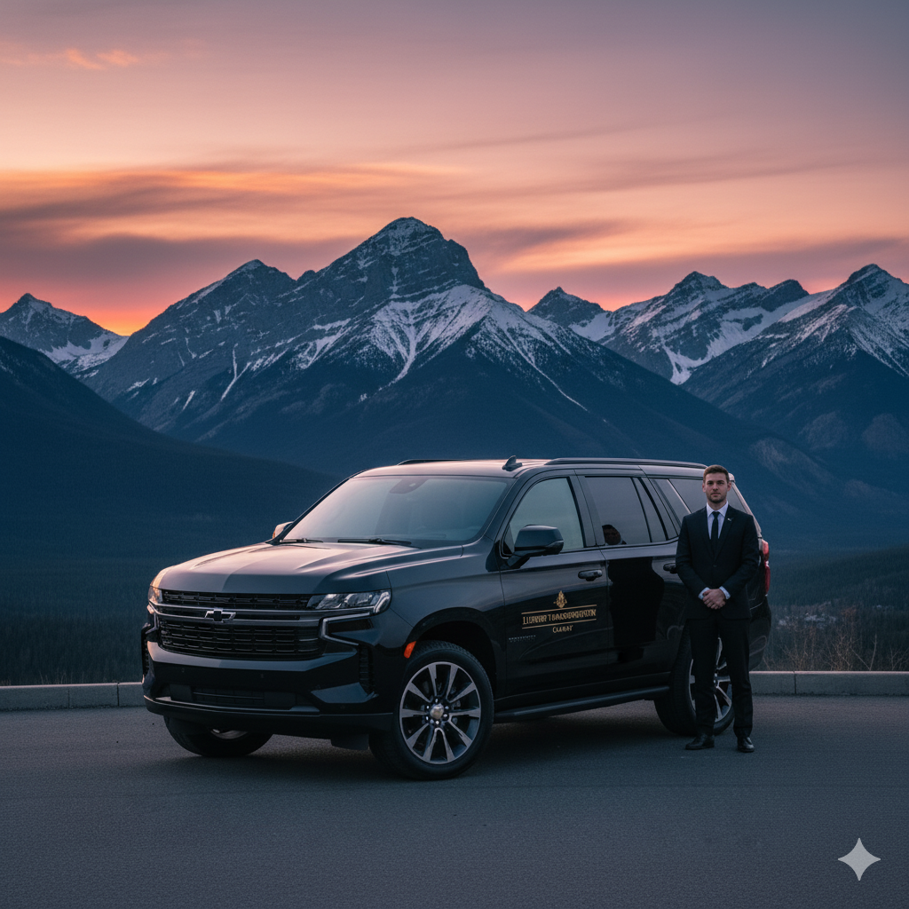 black 2025 Suburban SUV for Luxury Transportation Calgary